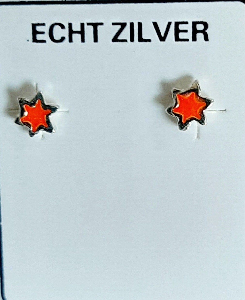 zilveren sterretjes oorknopjes in 3 kleuren zie foto's nieuw, Nieuw, Oranje, Ophalen of Verzenden, Knopjes of Stekers