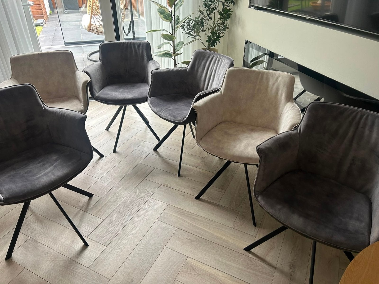 6x echte lederstof eetkamerstoelen moet weg, Ophalen, Zo goed als nieuw, Vijf, Zes of meer stoelen, Stof
