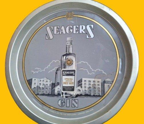 Gin Seagers ✅ Art Deco ~ vintage reclamedienblad Ø 32 cm, Ophalen of Verzenden, Gebruikt, Reclamebord