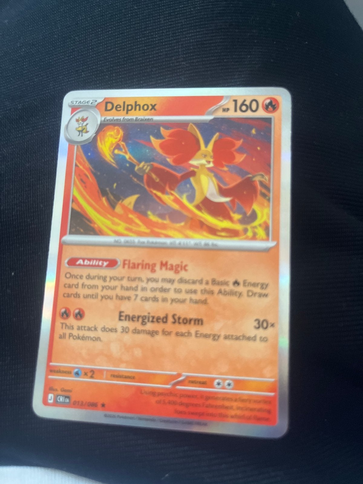Delphox Pokémon Kaart - Zeldzaam en in Topconditie, Ophalen, Zo goed als nieuw, Losse kaart, Foil
