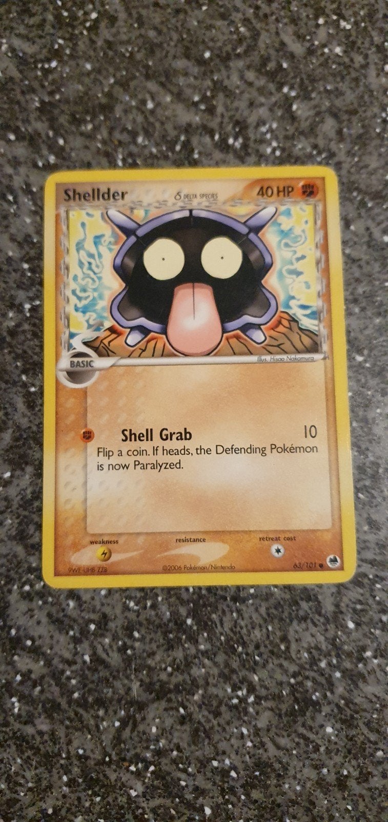 Shellder 63/101 EX Dragon Frontiers Pokémon Kaart, Ophalen of Verzenden, Gebruikt, Losse kaart