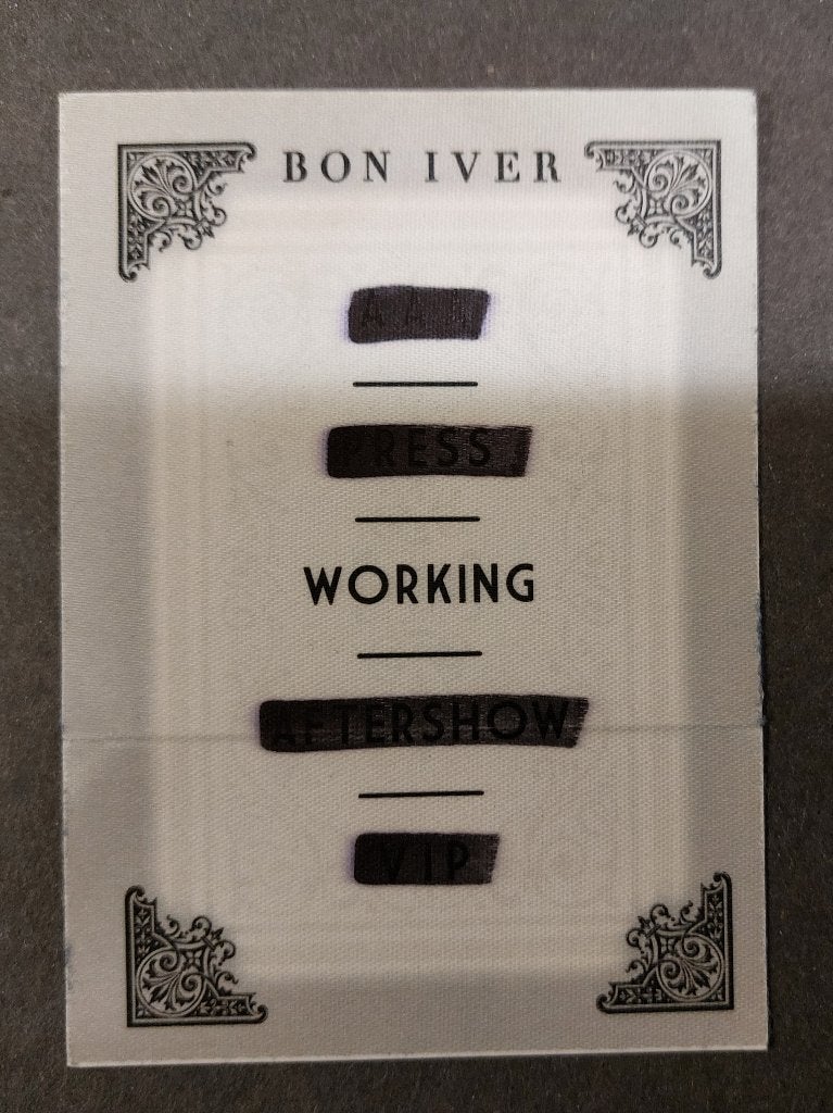 Bon Iver BACKSTAGE PASS Amsterdam 2012 ORIGINEEL !, Gebruikt, Bon Iver, Verzenden, NvT