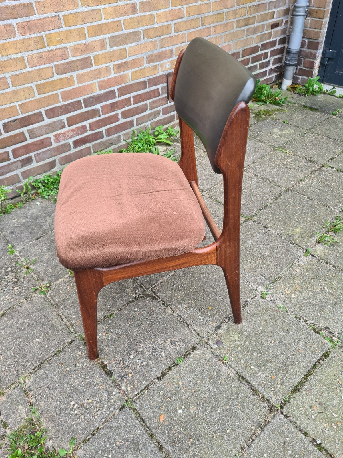 vintage teakhouten eetkamerstoel, opknapper, Ophalen, Gebruikt, Bruin, Eén