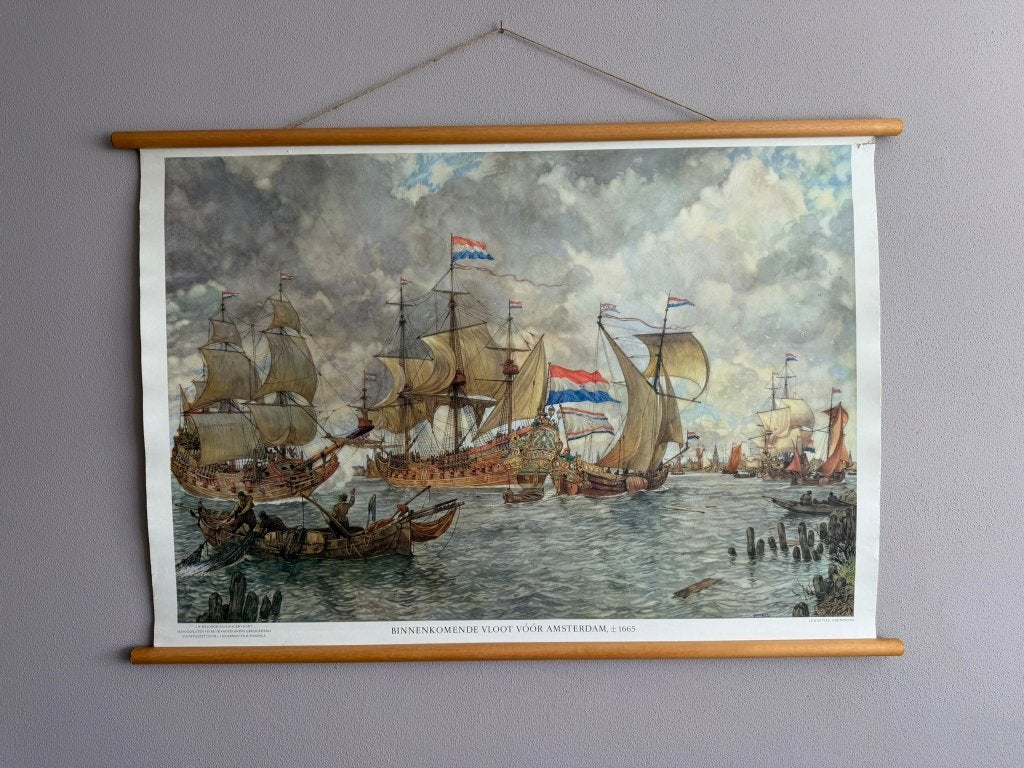 Schoolplaten voor de Nederlandse geschiedenis, Huis en Inrichting, Ophalen, Gebruikt, Textiel, 75 cm