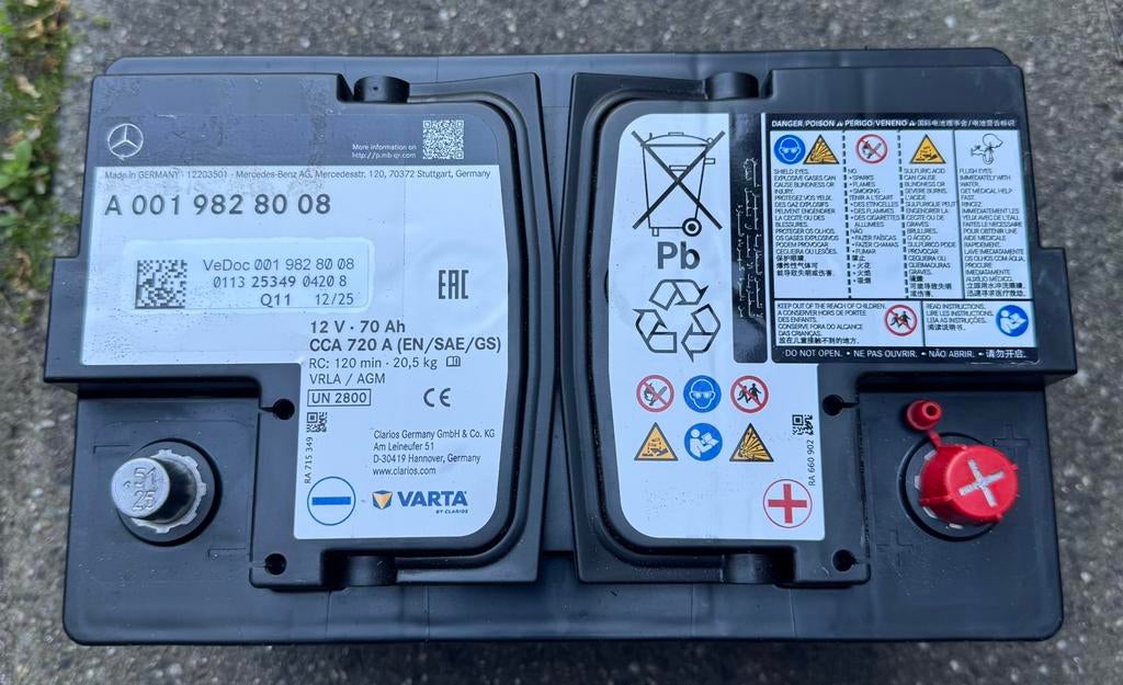 NIEUW Varta AGM 70Ah Accu Mercedes A0019828008 Start-Stop, Auto-onderdelen, Ophalen, Nieuw