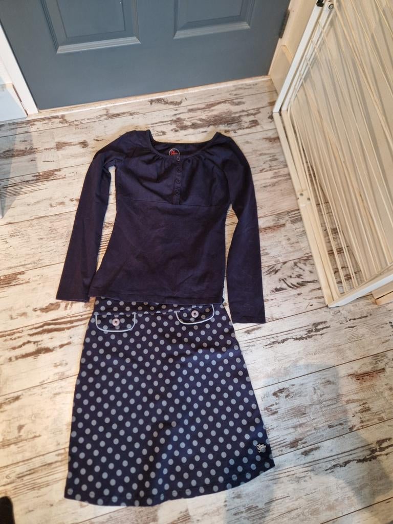 Set met rok en longsleeve Tante Betsy Mt S, ZGAN, Tante Betsy, Blauw, Ophalen of Verzenden, Zo goed als nieuw