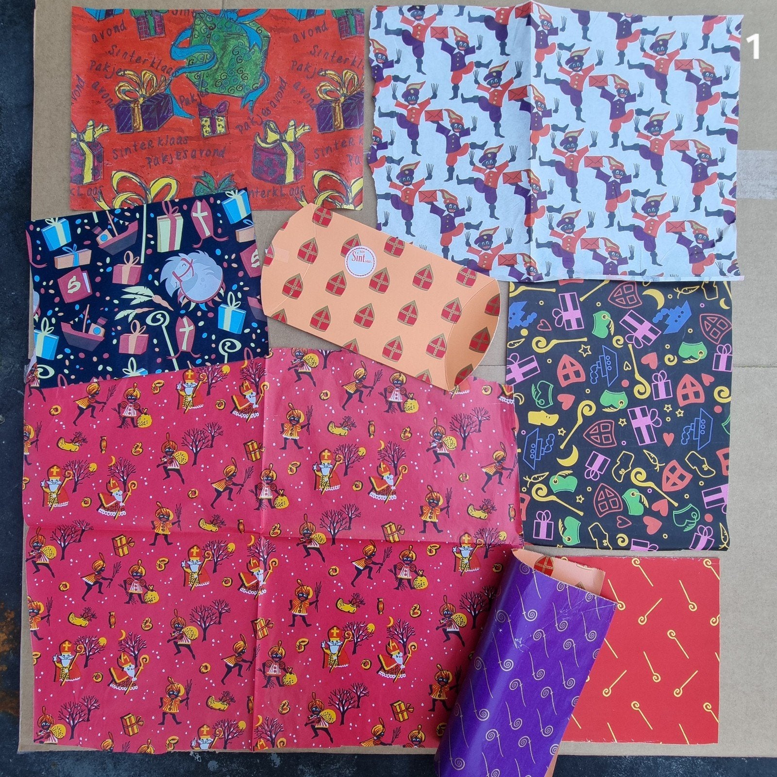 Set 1 sinterklaaspapier nostalgisch zwarte piet papier vel, Verzenden
