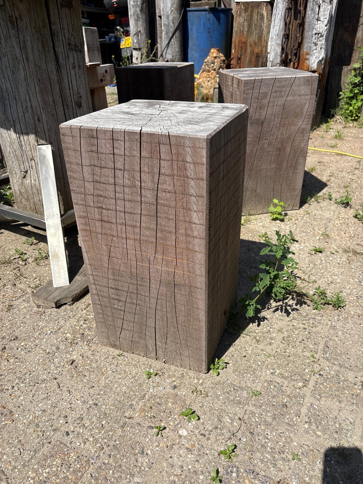 Robuuste houten blokken - Decoratie of bijzettafel, Hout, Gebruikt, Ophalen of Verzenden, Landelijk