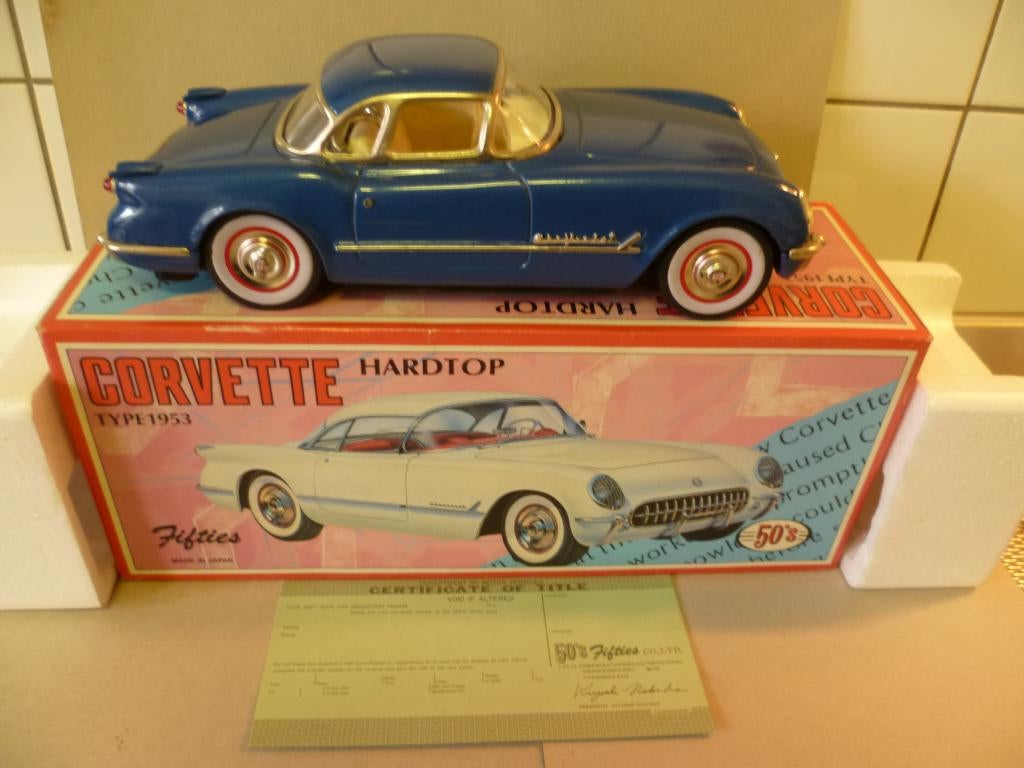 Blikken Chevrolet Corvette 1953 hardtop Japans 25cm lang, Ophalen of Verzenden, Nieuw, Auto, Overige merken