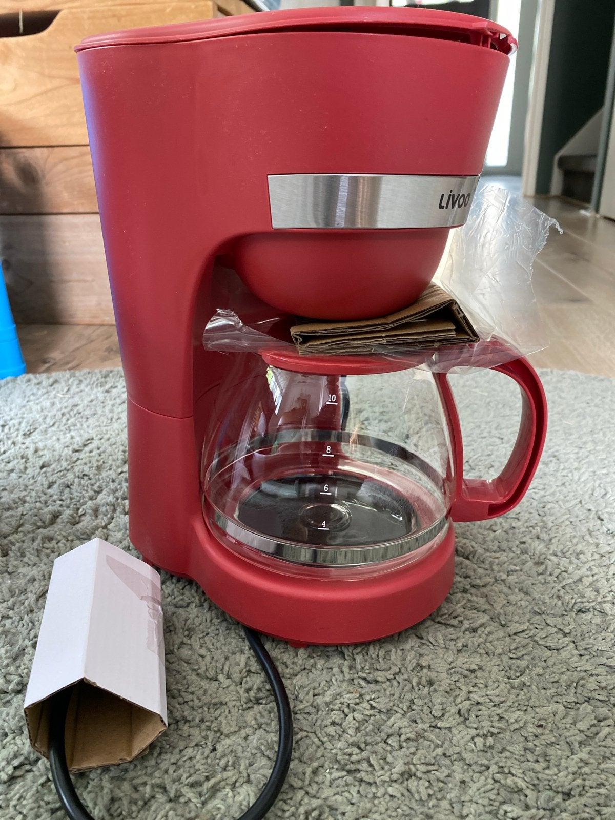 Livoo Rode Koffiezetapparaat - Zo goed als nieuw, Witgoed en Apparatuur, Koffiezetapparaten, 10 kopjes of meer, Koffiemachine