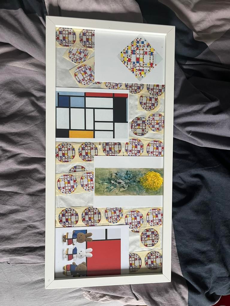 Schilderij met mondriaan, Antiek en Kunst, Kunst | Schilderijen | Modern, Ophalen of Verzenden