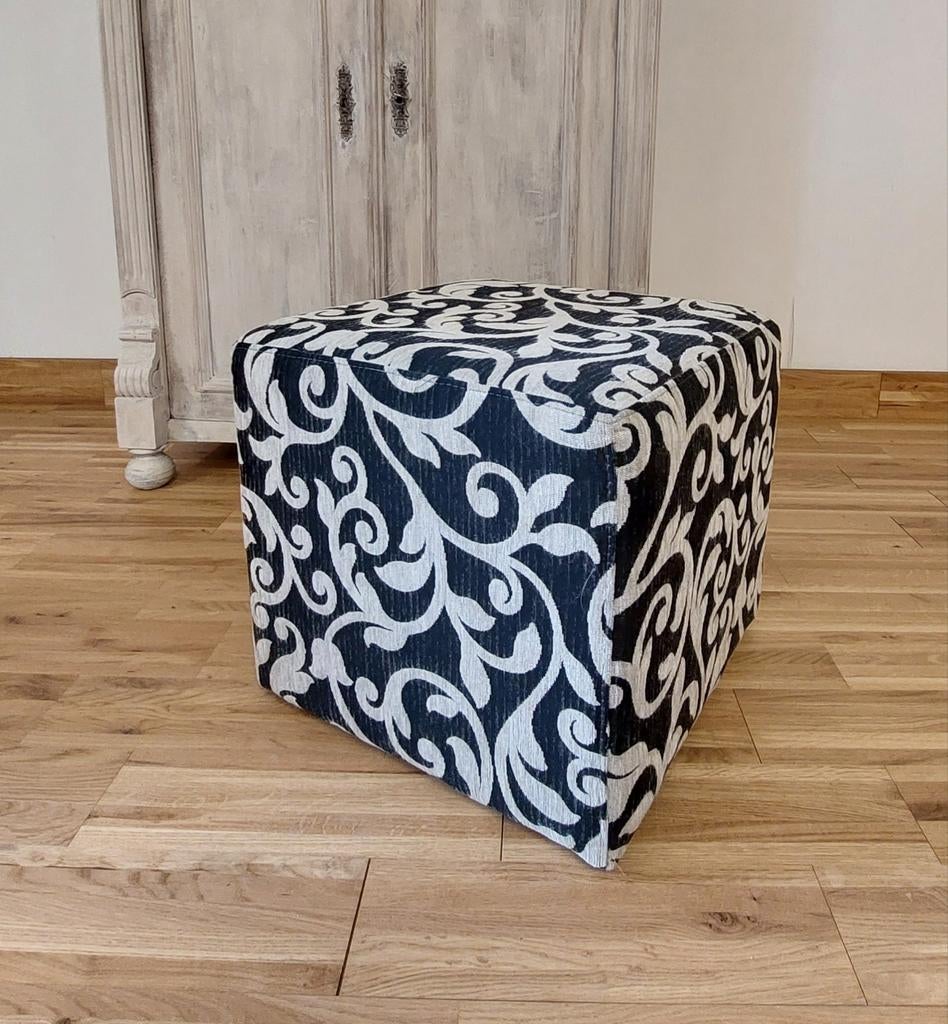 Poef zwart beige 43x43x40 cm, Ophalen