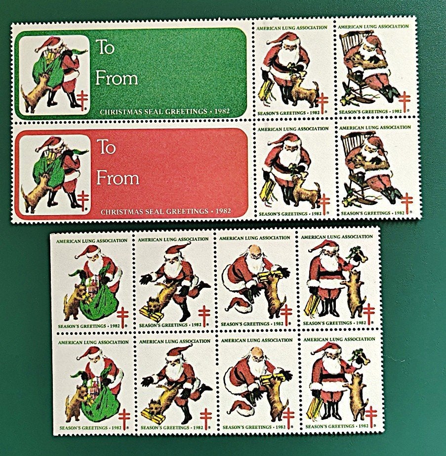 USA : TBC kerst/sluitzegels strip incl. labels 1982 postfris, Verzenden, Overige thema's