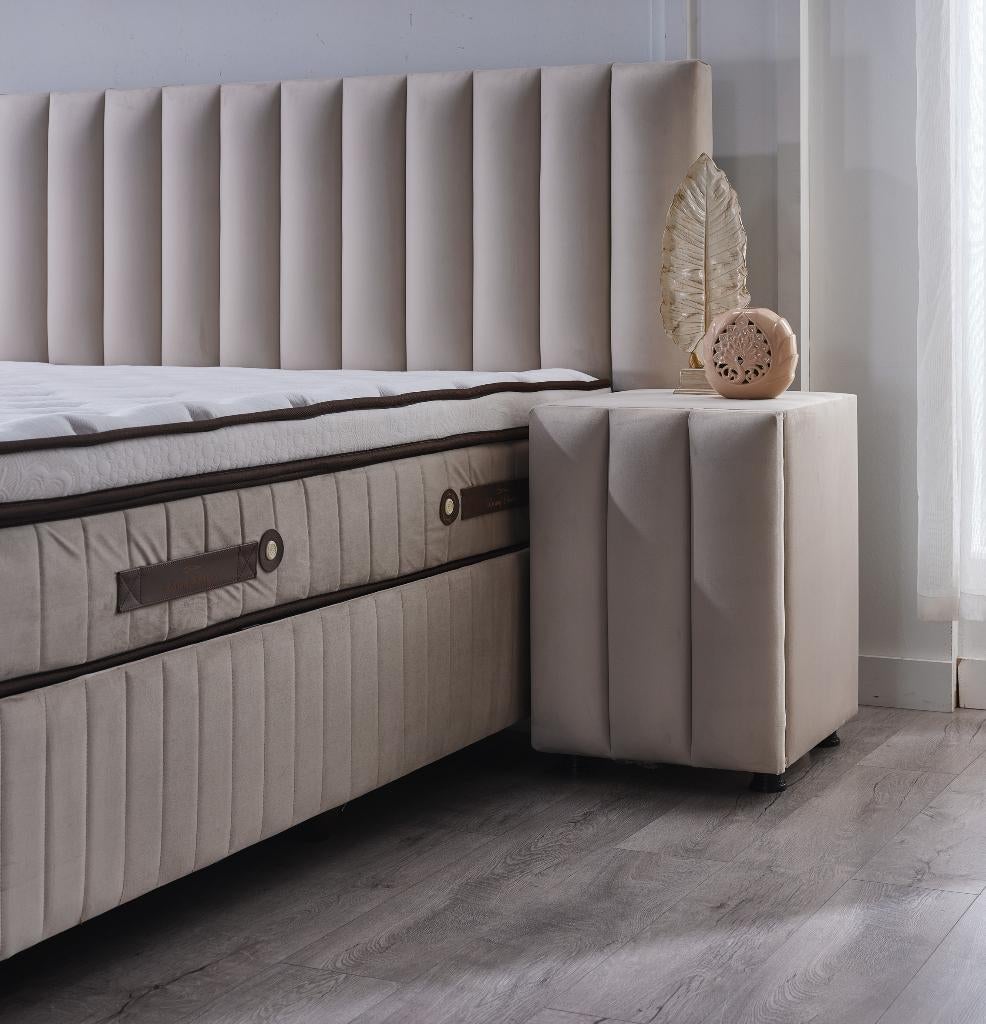 Boxspring Royal XS 2 persoons 160 x 200 Taupe, Ophalen, Beige, 200 cm, 160 cm
