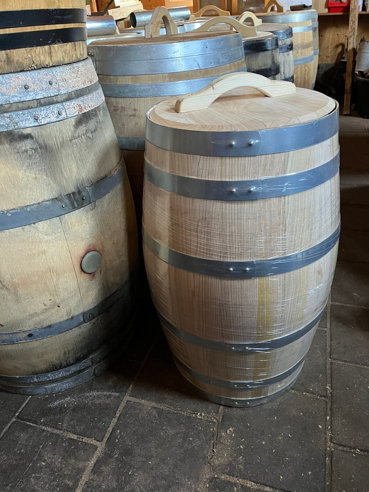 Eiken houten regenton wijnvat whiskyvat dompelton statafels, Gerard Krale, Nieuw, Ophalen of Verzenden, Info@gkrale.nl