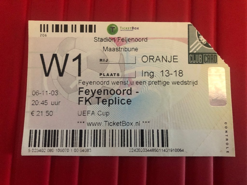 ⚽ Ticket Uefa-Cup Feyenoord - Teplice 2003/2004 ⚽, Verzamelen, Verzenden, Zo goed als nieuw, Feyenoord, Overige typen