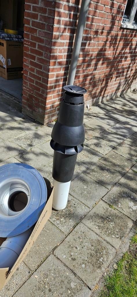 Dubbelwandige verlengbuis, bocht & plakplaat - Ø 13 cm, Ophalen of Verzenden, Gebruikt, Ventilator en Afzuiger