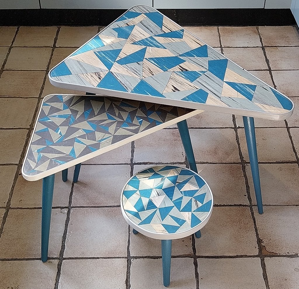 Set á 3 Formica Tafeltjes/Plantentafeltjes/Bijzettafeltjes, Ophalen, Huis en Inrichting