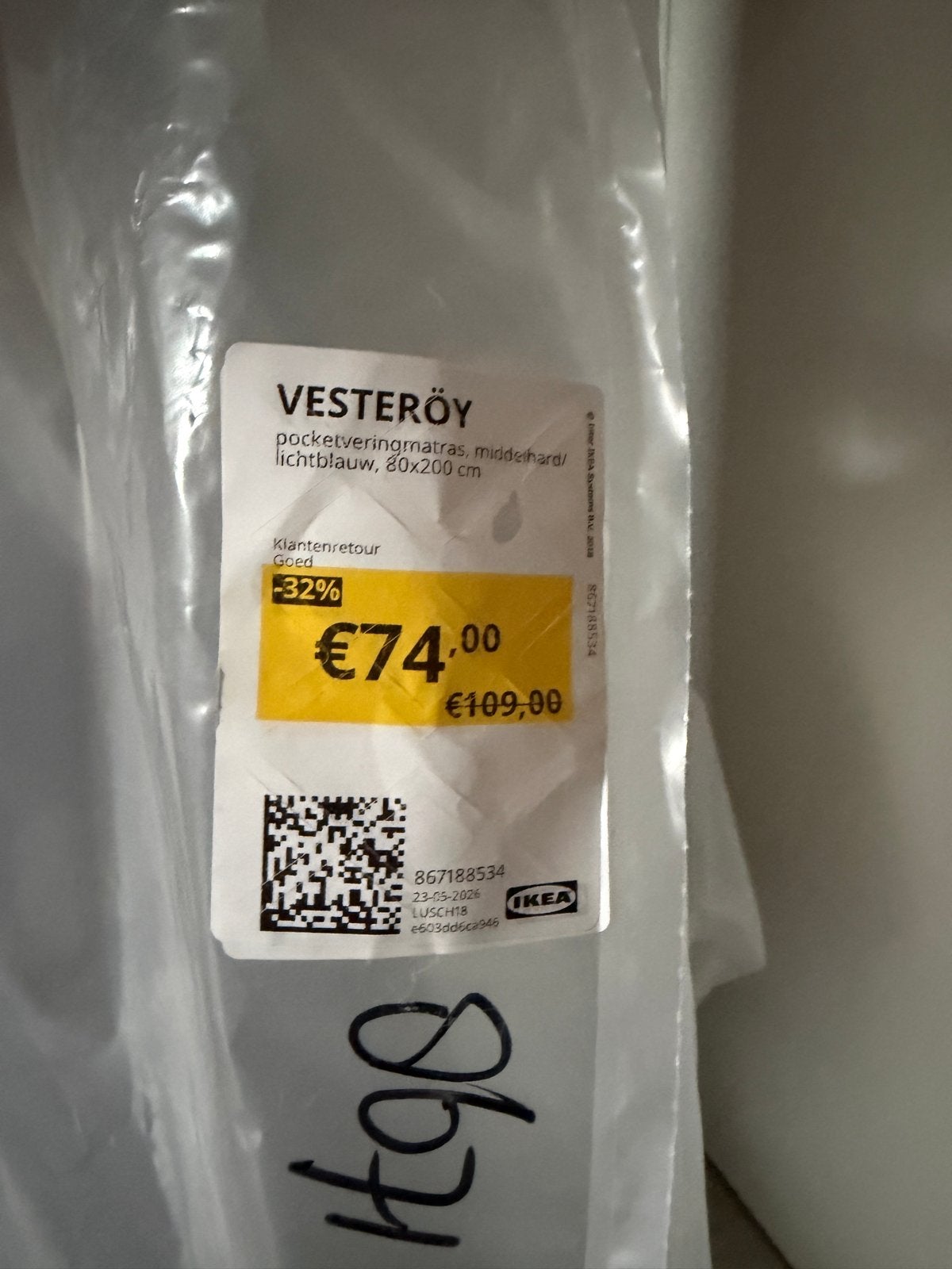 Nieuw IKEA VESTERÖY pocketveringmatras 80x200 cm, Ophalen, Eenpersoons, Zo goed als nieuw, 80 cm