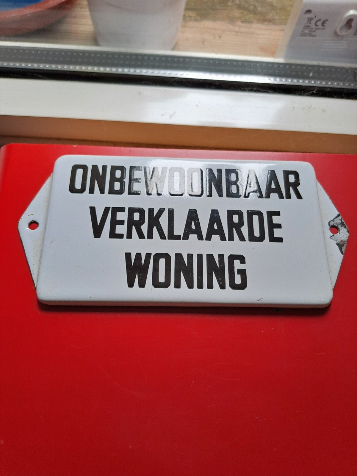 Mooi oud emaille deurpostje, Verzenden, Gebruikt, Reclamebord