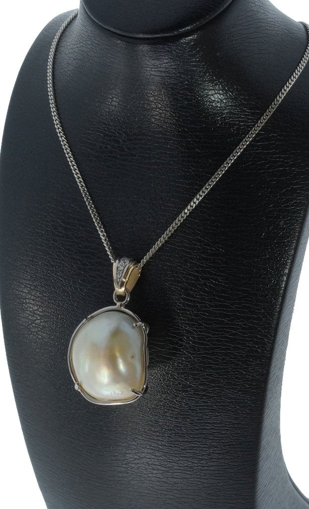 Grote 14k diamanten barok parel ketting hanger luxe