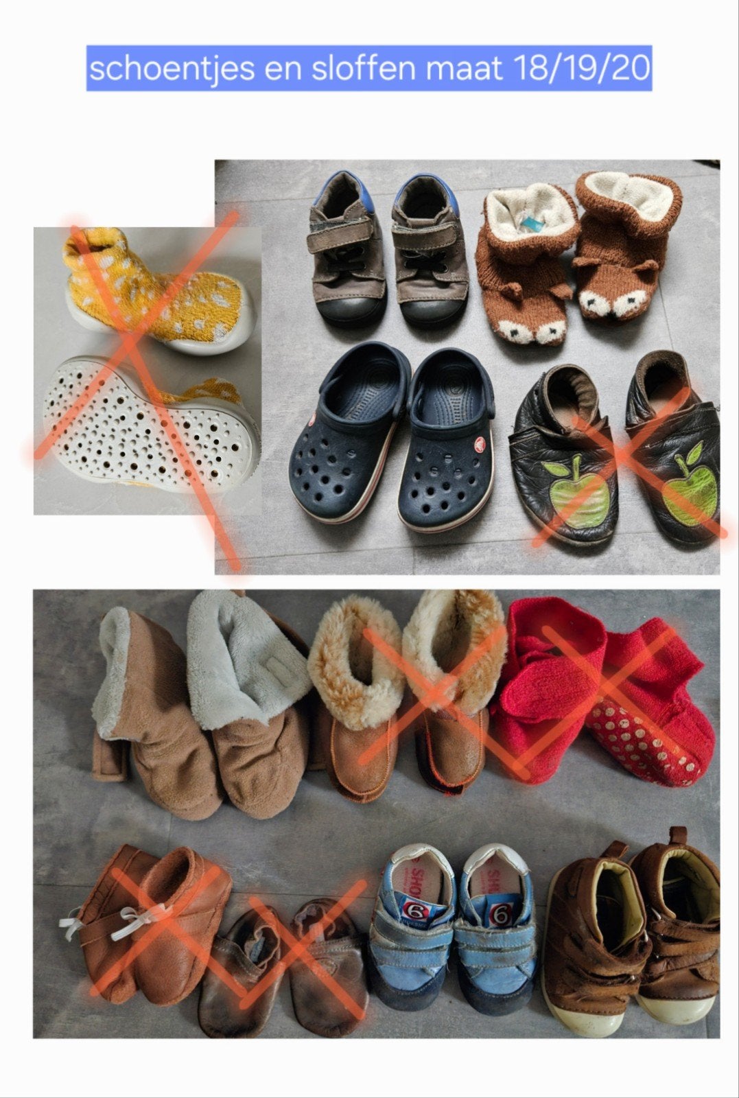 6 paar schoentjes en slofjes 6-12 maanden (maat 18/19/20), Schoentjes, Jongetje of Meisje, Ophalen of Verzenden, Shoesme