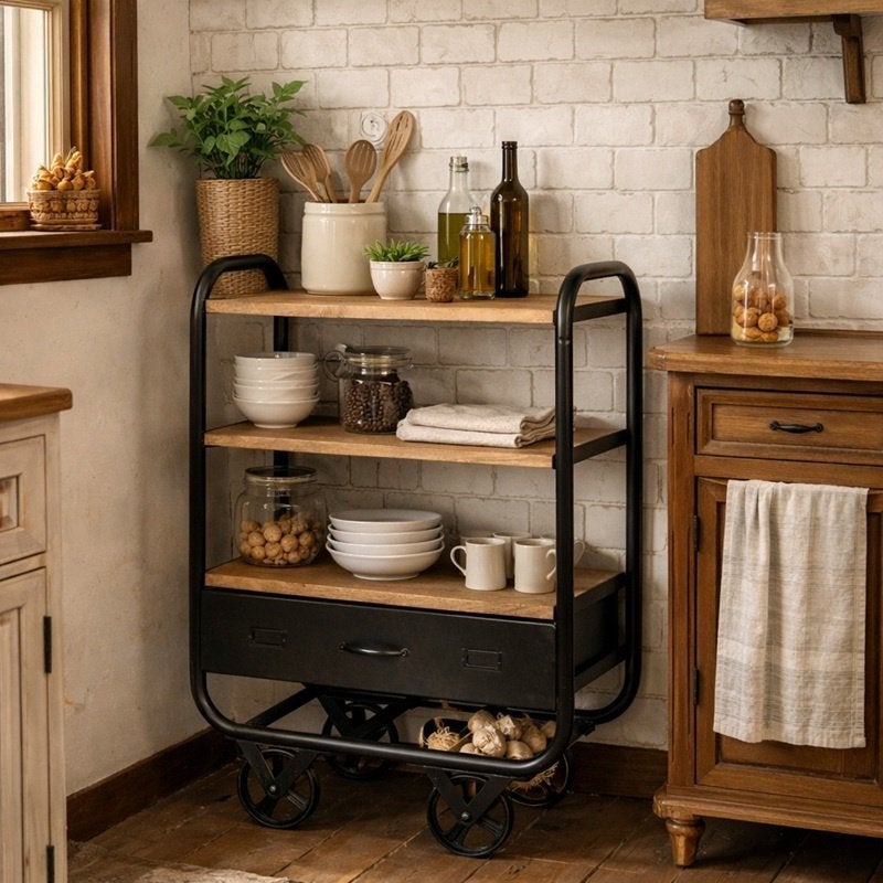 Industriële Bakkerskar Keukentrolley Koffiewagen Kar Zwart, Zwart, Info@dehanzeherten.nl, De Hanze Herten BV, Nieuw