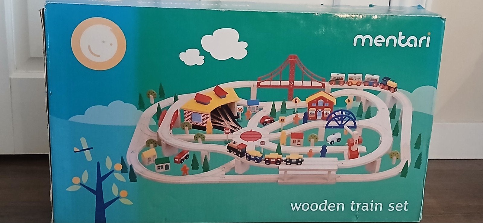 Mentari houten treinbaan,130 delige set, Ophalen of Verzenden, Nieuw, Overige typen