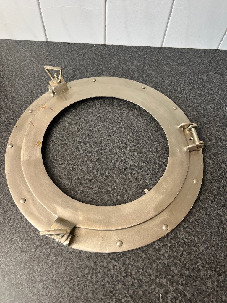 Grote messing patrijspoort scheepsraam porthole zonder glas., Ophalen of Verzenden, Gebruikt, Overige typen