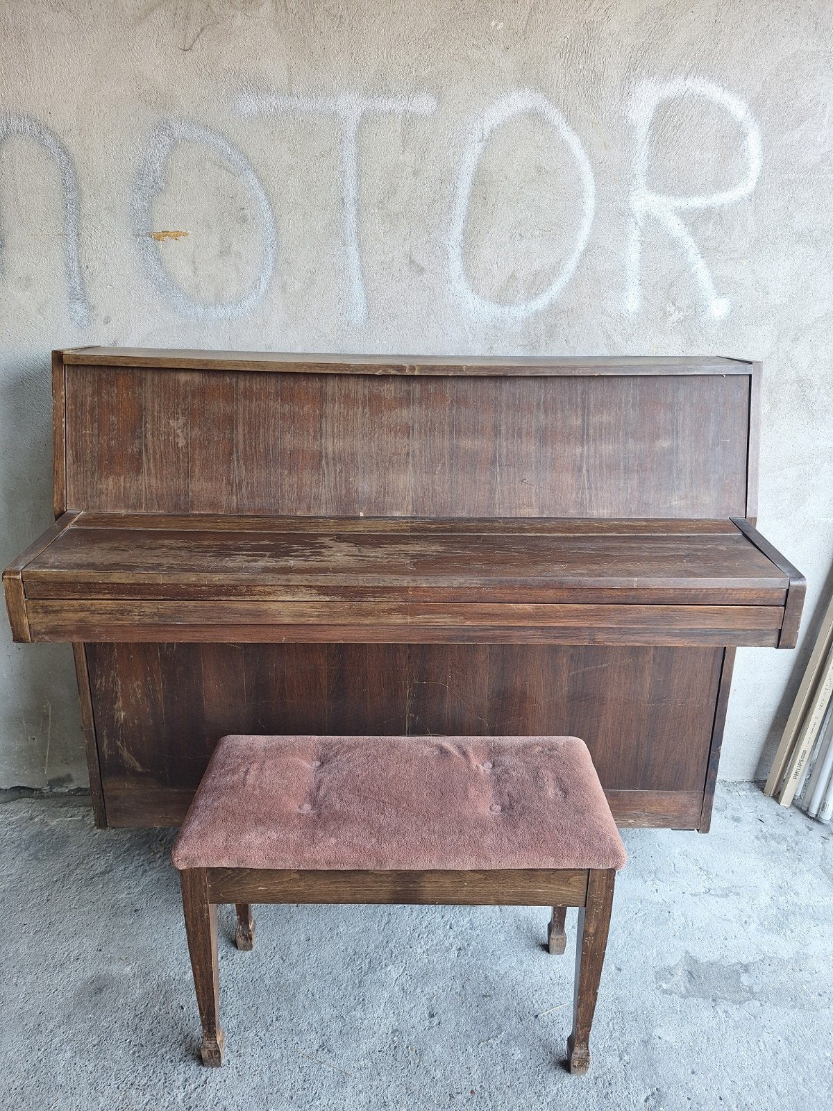 Vintage.houten piano merk BRUCKNER  in goede staat., Ophalen, Gebruikt