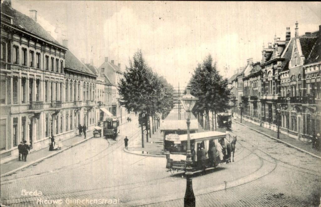 Breda - Nieuwe Ginnekenstraat - Paardentram, Ophalen of Verzenden, Voor 1920, Gelopen, Noord-Brabant