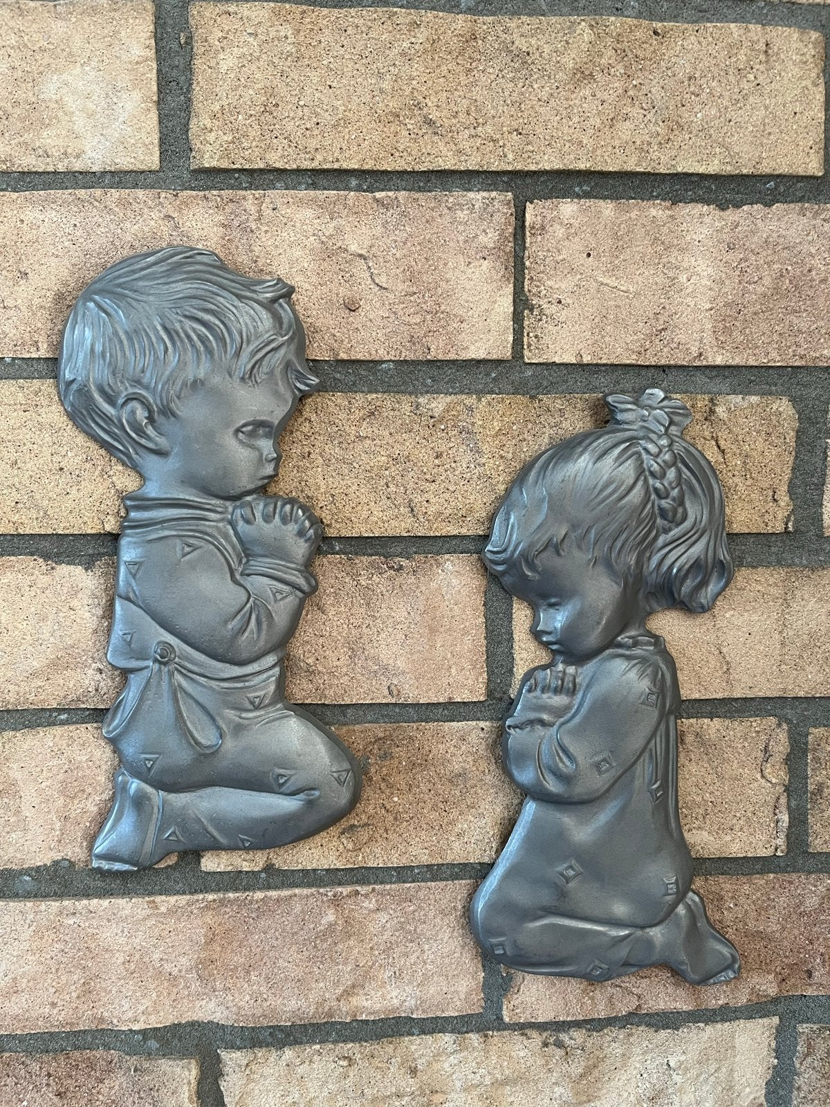 Vintage Biddende Kinderen Muurdecoratie - Jongen & Meisje, Antiek en Kunst, Ophalen