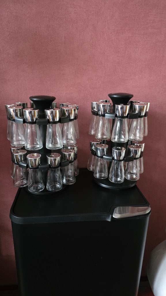Cole & Mason🌿🌿2x Kruiden Carrousels met 20 en 16 Potjes🌿, Ophalen, Zilver, Glas, Overige typen