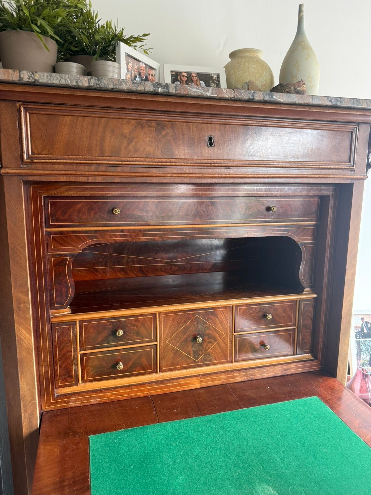 Antiek secretaire met marmeren blad, Antiek en Kunst, Antiek | Meubels | Kasten, Ophalen