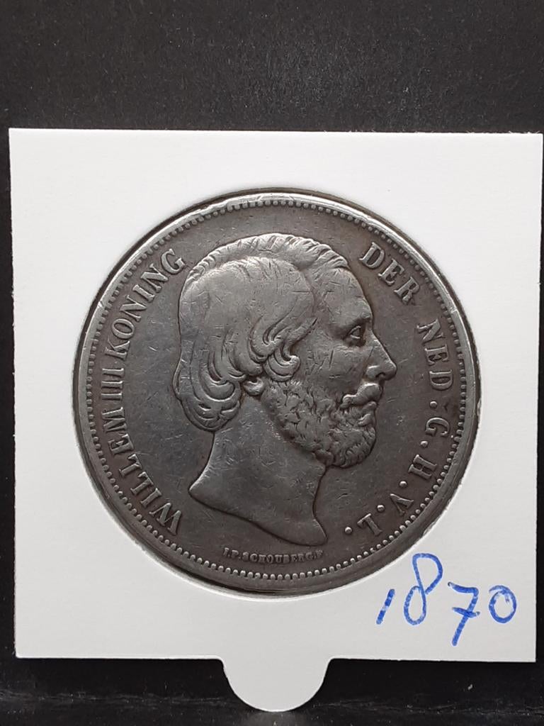 Rijksdaalder 1870 koning Willem III, Koning Willem III, Zilver, Ophalen of Verzenden, Losse munt