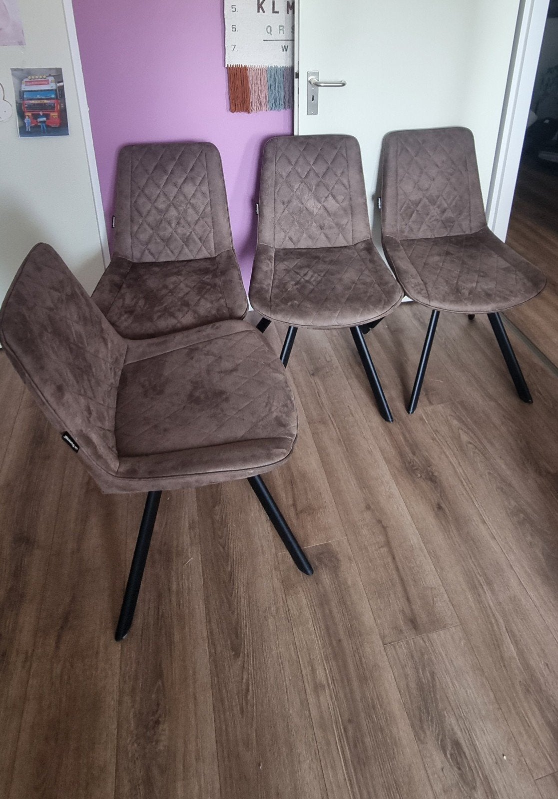 4 eetkamerstoelen, Ophalen, Gebruikt, Bruin, Vier