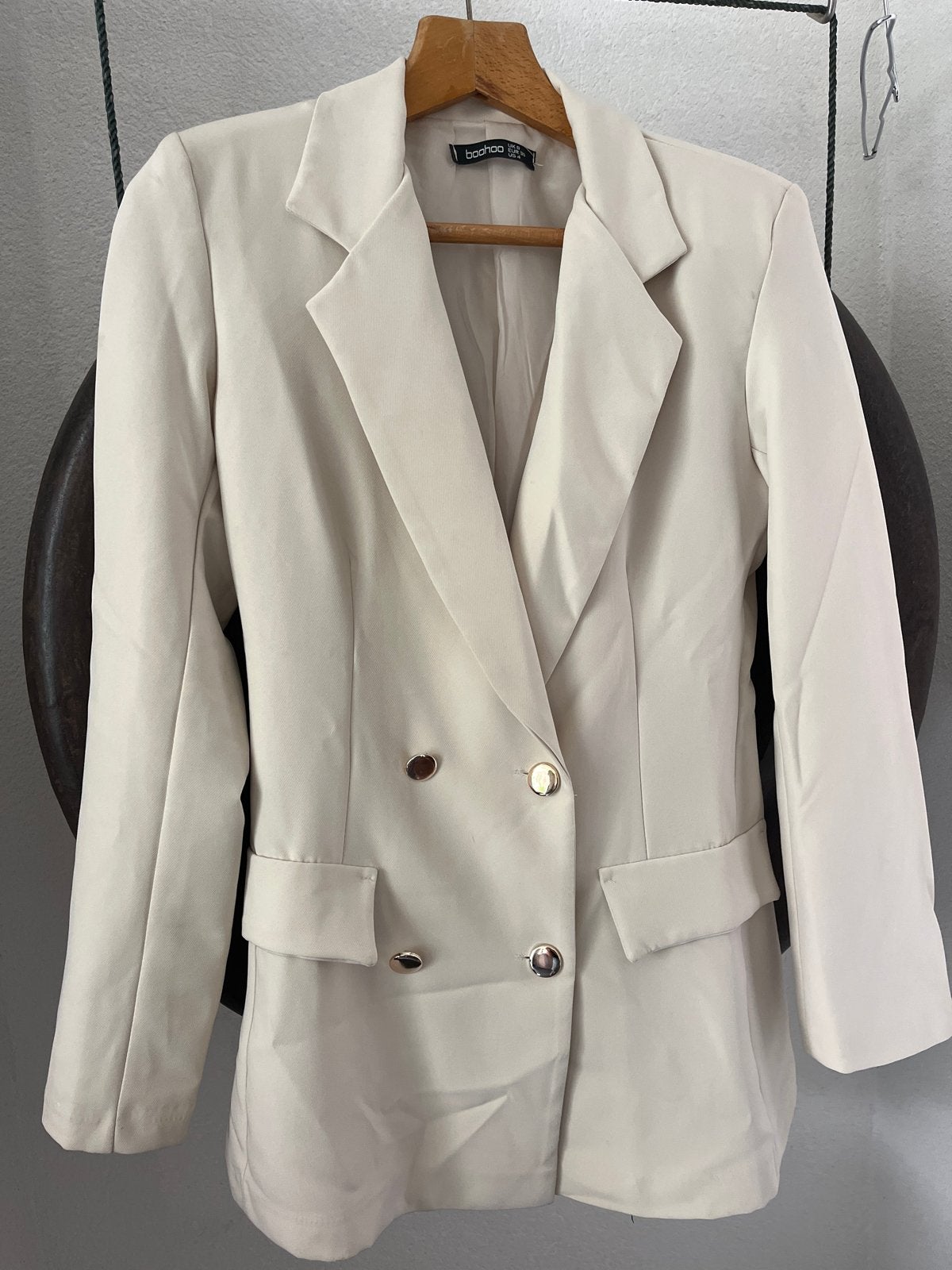 Boohoo Crème Blazer - Maat 36 (S), Beige, Ophalen of Verzenden, Jasje, Maat 36 (S)