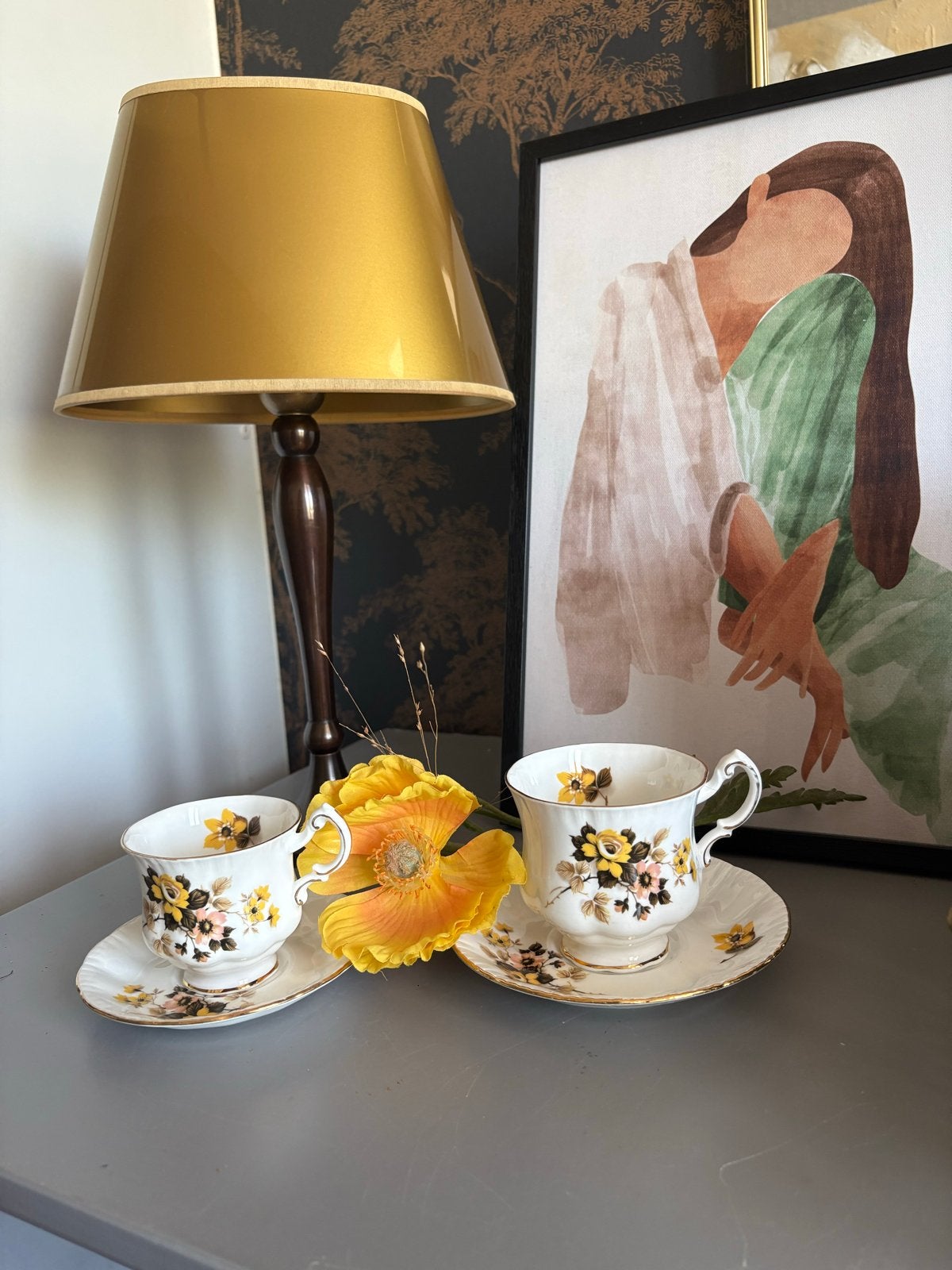 Set van 2 Vintage Paragon Thee/koffie kopjes, en Schotels, Ophalen of Verzenden