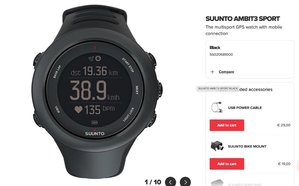 Suunto ambit3 sport, Gebruikt, Zwart, Ophalen of Verzenden, Hoogte