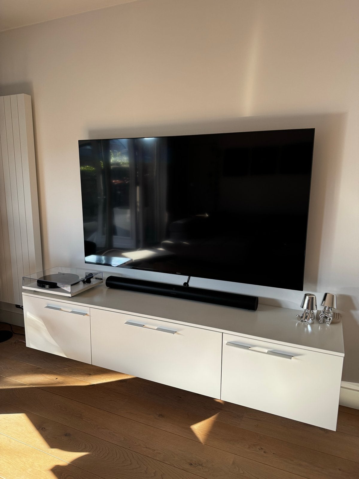Wit zwevend tv-meubel, Ophalen, Overige materialen, Gebruikt, 200 cm of meer