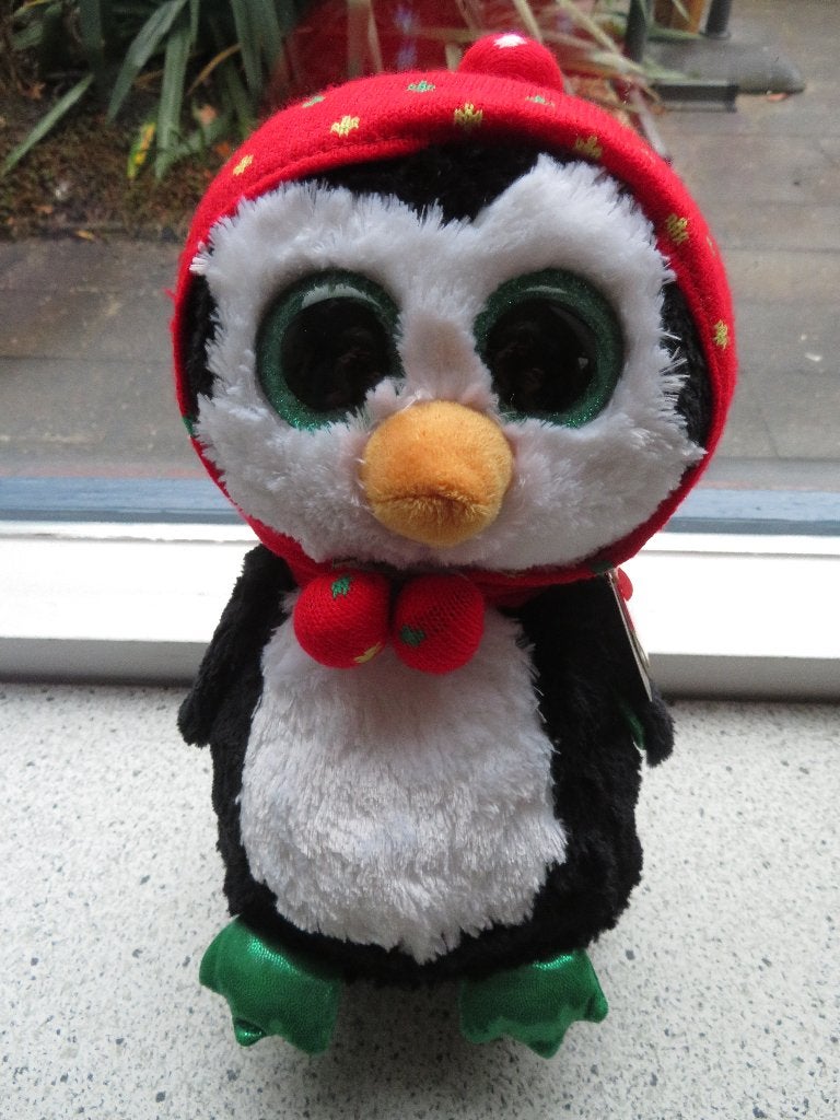 Pinguïn Freeze merk TY Beanie Boos meet ca 28 cm Rood mutsje, Overige typen, Ophalen of Verzenden, Middelgroot (20 tot 80 cm)