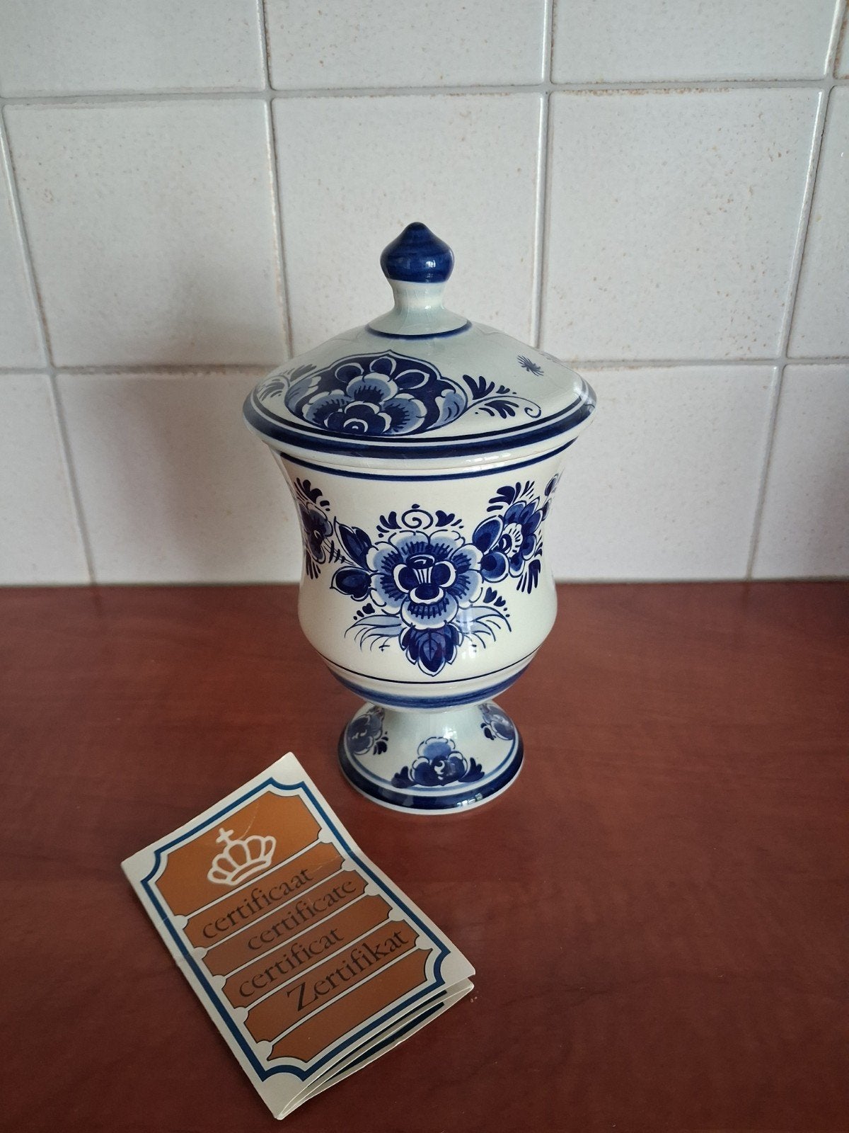 Delfts Blauw pot met deksel, 20 cm hoog, Ophalen of Verzenden