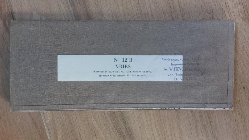 12F Vries Paterswolde Yde Zeijen De Punt Stafkaart uit 1954, Boeken, Topografische Dienst Nederland, Ophalen of Verzenden, 1800 tot 2000