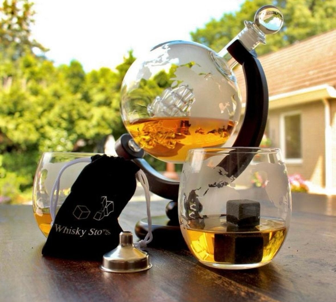 Nieuwe Whisky Decanter Wereldbol met Glazen en Whisky Stones, Meerkleurig, Nieuw, Ophalen of Verzenden, Modern