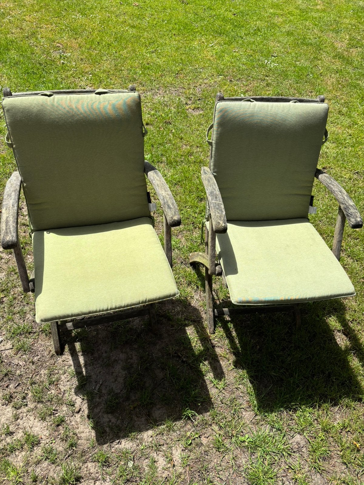Tuinstoelen Teak verstelbaar met kussens, Ophalen of Verzenden, Zo goed als nieuw, Teakhout, Verstelbaar