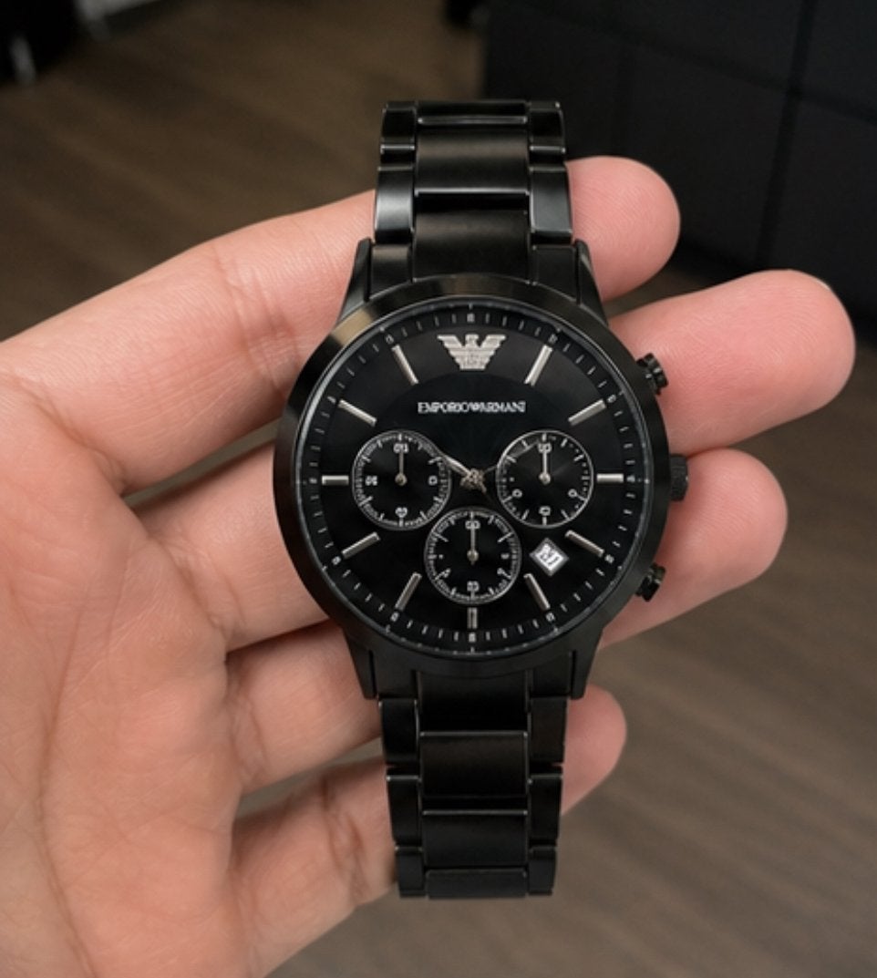 Emporio Armani AR2453 – Zwart – Zo goed als nieuw, Overige merken, Staal, Staal, Polshorloge