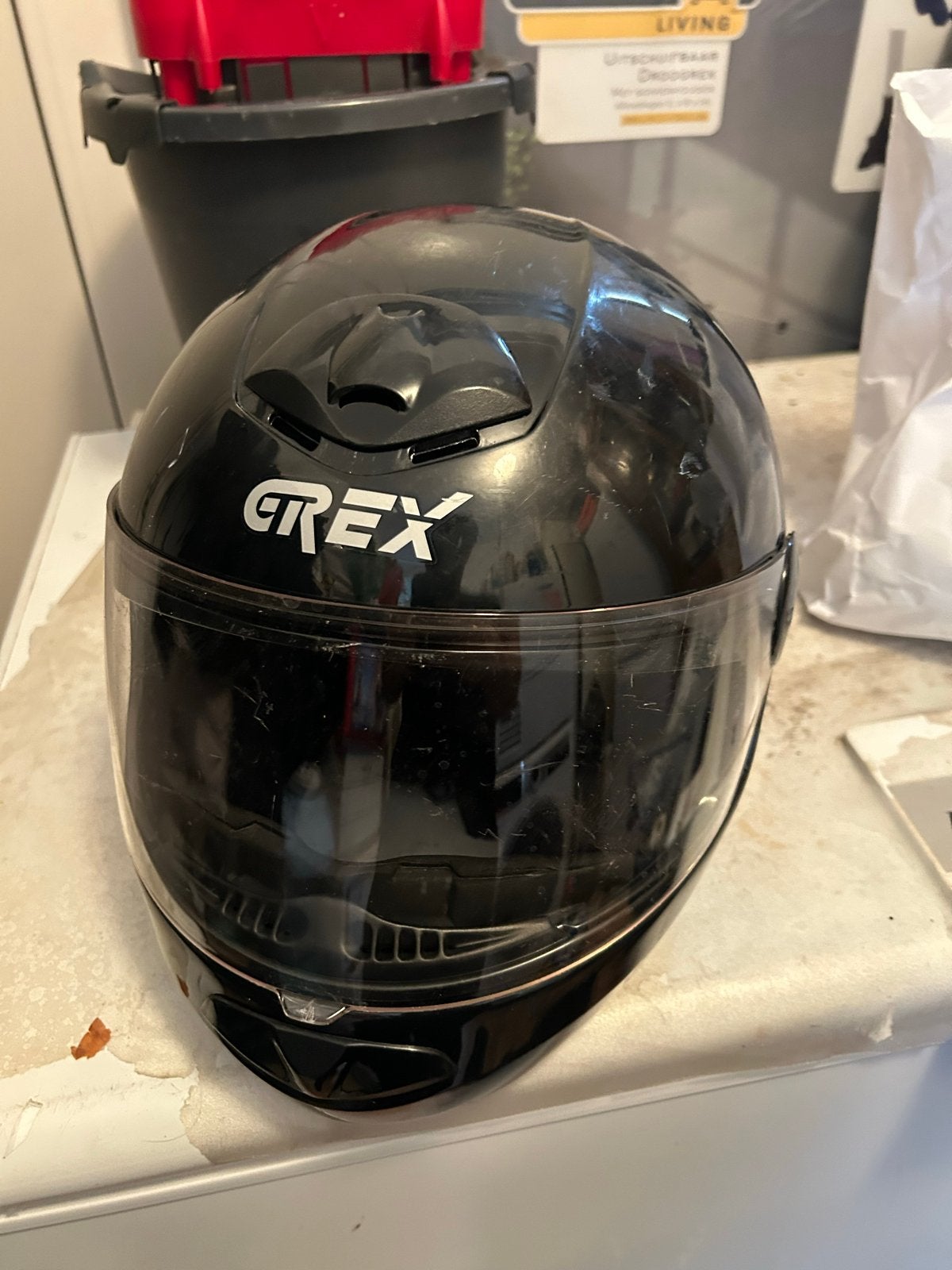 Zwarte Grex motorhelm - Maat M, Ophalen of Verzenden, Tweedehands, Heren, Overige typen
