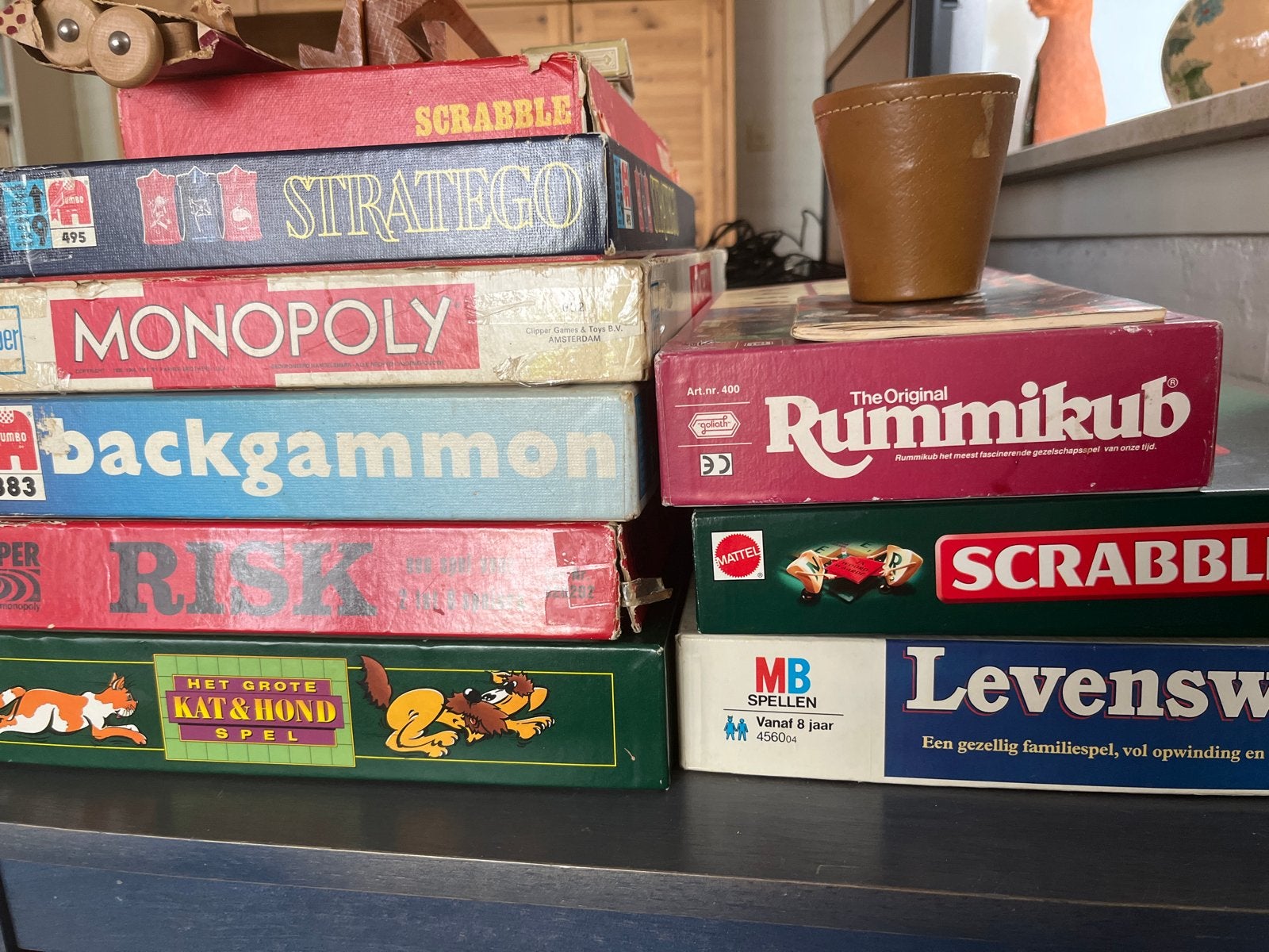 Grote collectie bordspellen: Scrabble, Monopoly, Risk, Rummi, Een of twee spelers, Ophalen, Gebruikt