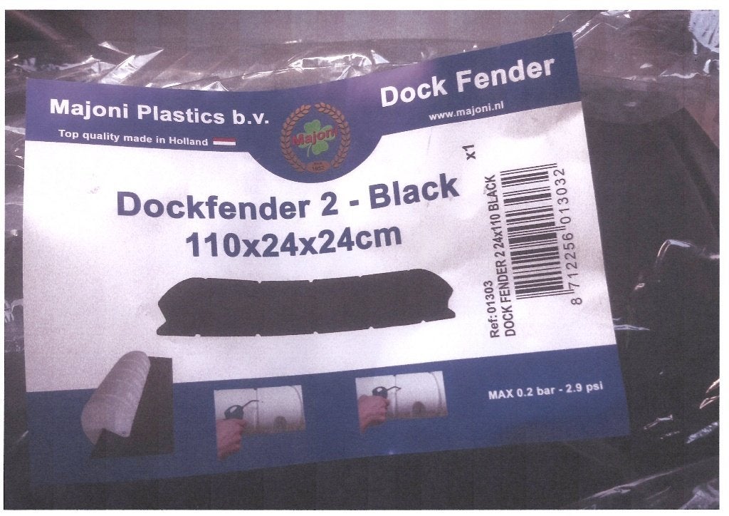 Majoni dockfender 2 Zwart 110x24x24cm, Watersport en Boten, Ophalen of Verzenden, Nieuw, Overige typen