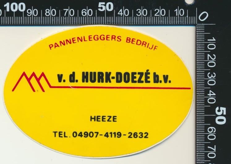 Sticker: Van de Hurk Doeze Pannenleggers Bedrijf - Heeze, Ophalen of Verzenden, Zo goed als nieuw, Bedrijf of Vereniging